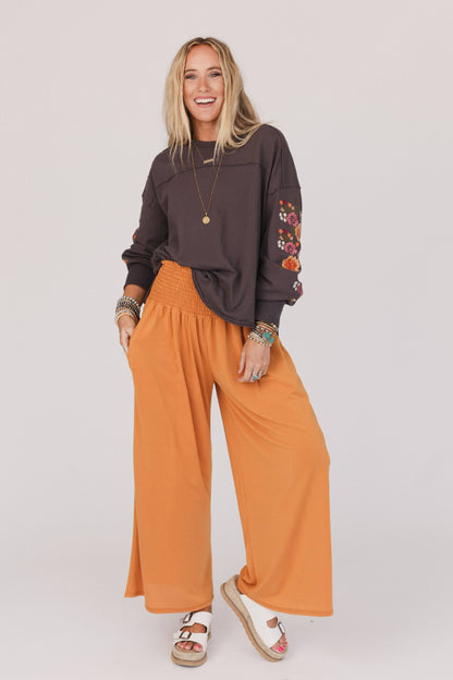 Aurora Flowy Wide Leg Pants - Mustard