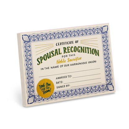 Spousal Recognition Certificate Notepad (Refresh) - Origin Maternity 