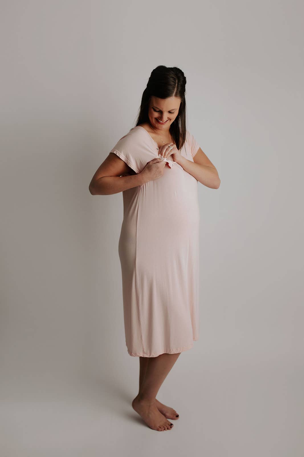 Heavenly Pink Mommy Labor and Delivery/ Nursing Gown - Origin Maternity 