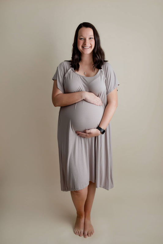 Harbor Mist Maternity Mommy Labor and Delivery/ Nursing Gown - Origin Maternity 